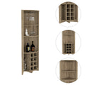 Essential Corner Bar Cabinetthree Shelves, Eight Built In Wine Rack, Two Side Shelves Macadamia Light Oak Dining Room Modern Shelves Included Particle Board