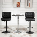 Homcom Bar Height Bar Stools Set Of 2 With Adjustable Seat, Thick Padded Cushion And Metal Footrest For Home Bar, Black Black Metal