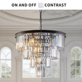 Contemporary Crystal Modern Chandeliers Crystal Ceiling Chandelier 4 Tier Black Chandelier Lighting For Dining Room Living Room Bedroom Bulbs Not Included Black Crystal Iron