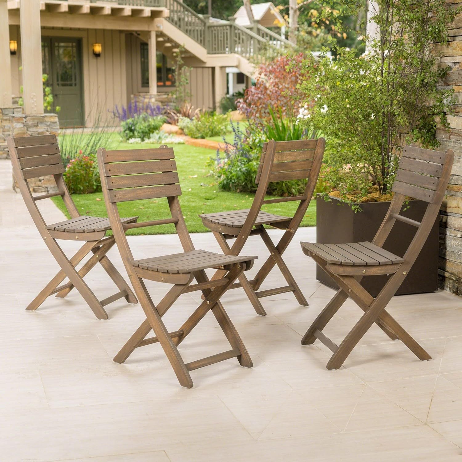 Positano 4 Piece Foldable Chair Grey Acacia Wood