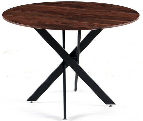 42.1"Black And Wood Color Table Mid Century Dining Table For 4 6 People With Round Mdf Table Top, Pedestal Dining Table, End Table Leisure Coffee Table,Cross Leg Matte Black Natural Kitchen & Dining Tables Mdf
