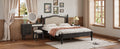 3 Pieces Bedroom Set With Queen Size Wooden Bed Frame, 1 Vintage Nightstand And 1 Makeup Vanity Set With Stool,Black Expected Arrival Time: 08.23 Queen Black 3 Piece Set Wood