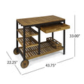 Vivlio Wood Metal Barcart Rustic Metal & Wood