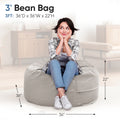 3 'Beanbag Chair, Adult And Child Beanbags, Oversized Couch Couch, Living Room Furniture, Detachable, Washable Covers, Huge Comfortable Play Chair, Round Sofa, Bedroom Quarters Gray Fabric