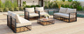 Modern Minimalist 7 Piece Metal Patio Sectional Sofa Set, All Weather Garden Conversational Furniture Set With Thick Cushions And Coffee Table For Indoor Outdoor, Gray Yes Deep Seating White Weather