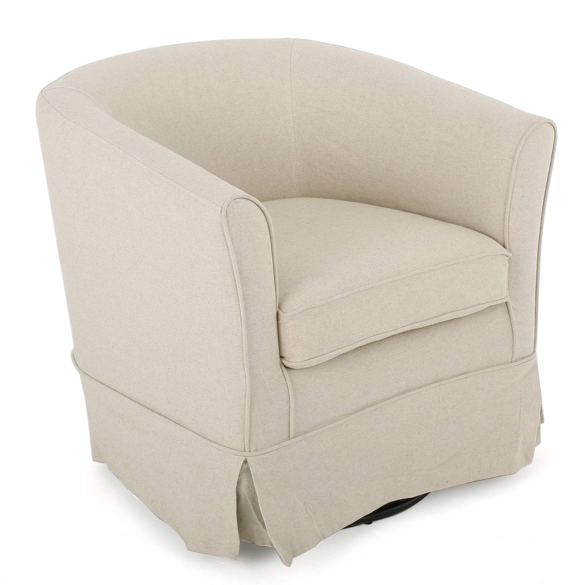 Swivel Chair With Loose Cover Natural Fabric