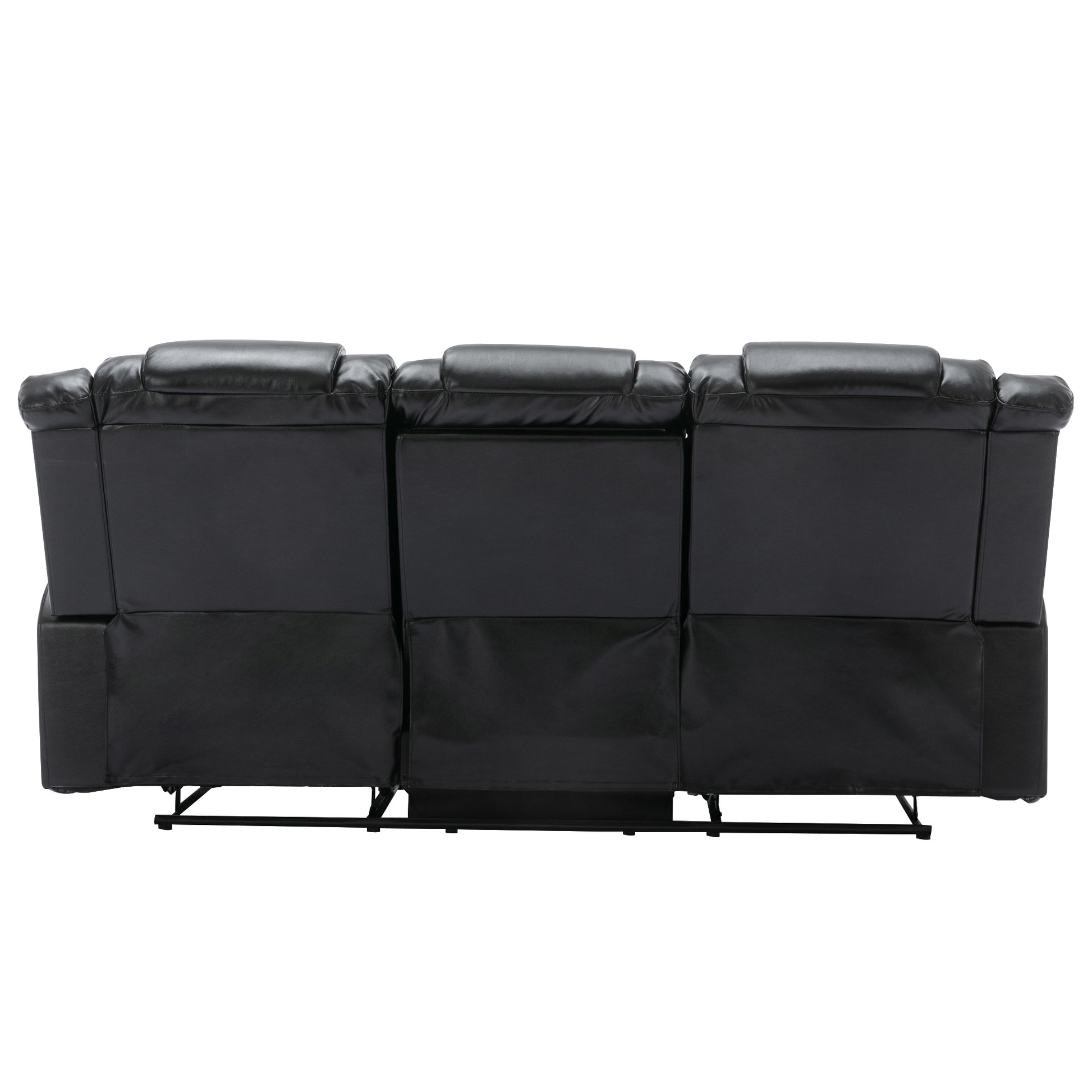 3 Seater Home Theater Recliner Manual Recliner Chair With Two Built In Cup Holders For Living Room,Bedroom, Black Old Sku:Pp302955Aab Black Foam Pu