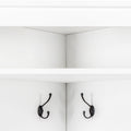 Minimalist Corner Hall Tree With Shoe Bench, Versatile Entryway Coat Rack With 4 Hooks, Corner Cabinet With Adjustable Shelf For Hallway, Living Room, White, 29.5''W*71.6''H White Particle Board