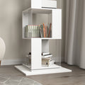 5 Tier Rotating Bookshelf, Floor Rack Simple Bookcase With Acrylic Plate Student Multi Function Creative Bookshelf For Living Room With Anti Toppling Base White Particle Board