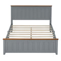 Full Size Wood Platform Bed Wooden Slat Support, Vintage Simple Bed Frame With Rectangular Headboard And Footboard, Grey Box Spring Not Required Full Grey Wood