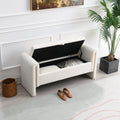 Modern Teddy Bed End Bench With Arms And Storage,Upholstered Large Foot Rest Stool, Comfy Window Vanity Bench For Living Room,Bedroom,Dorm,Coffee Table,Teddy Cream Cream Modern Storage Wood Internal