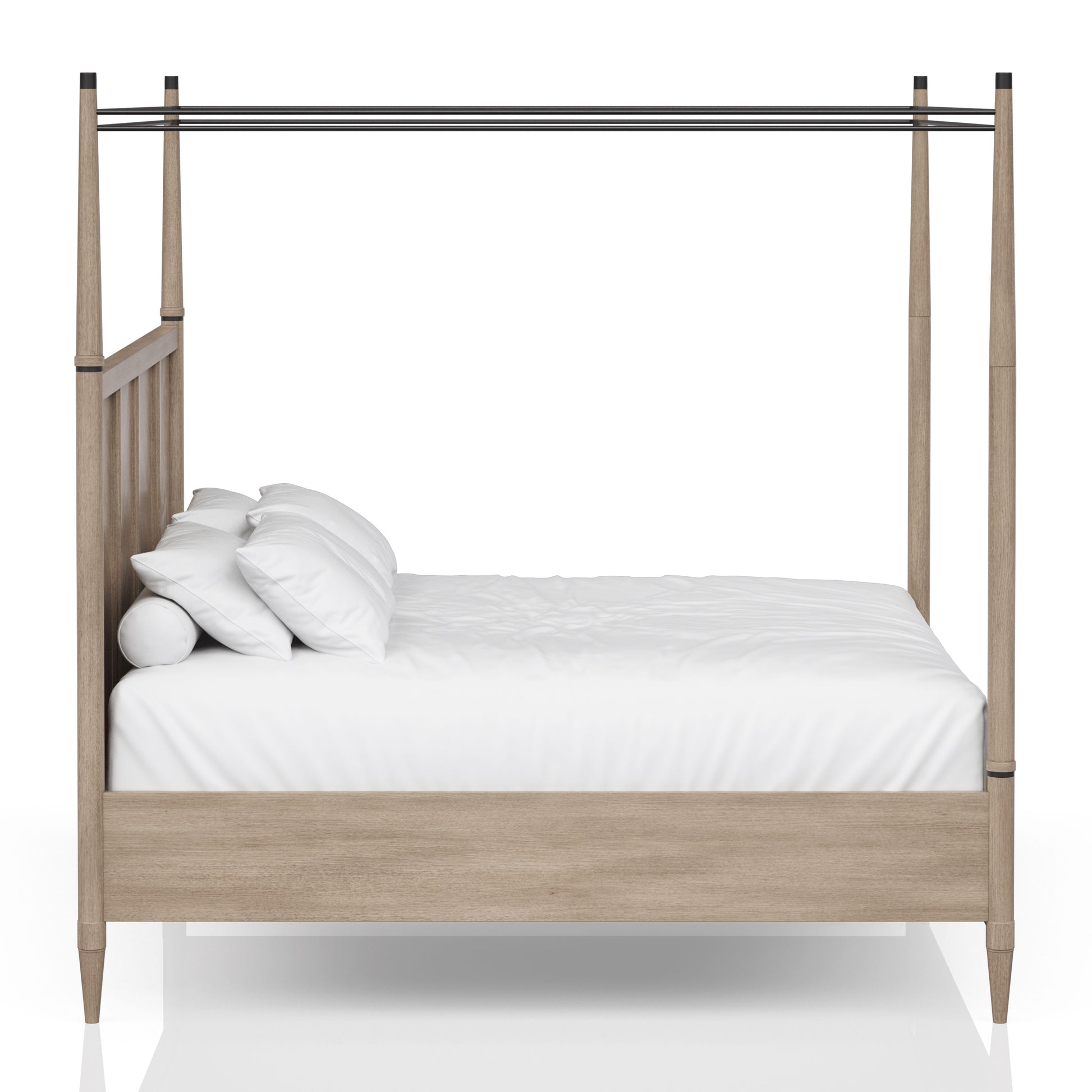 King Canopy Bed In Sand Colored Finish King Sand Solid Wood Mdf