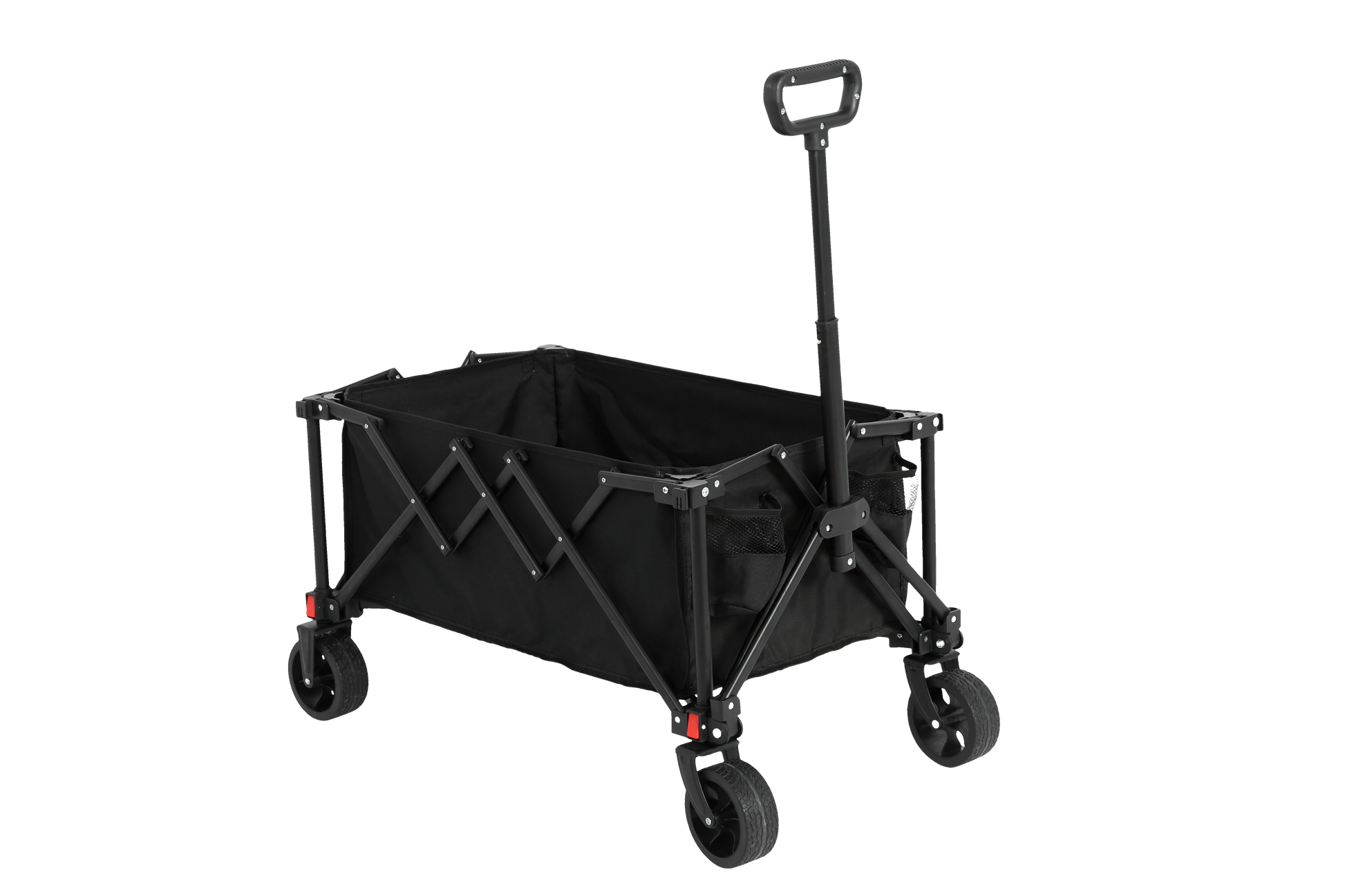 Folding Wagon Carts,Folding Wagon Cart With All Terrain Wheels,Heavy Duty Garden Carts With Adjustable Handle,Outdoor Utility Wagon For Camping Shopping Sports Fishing Black Black Steel