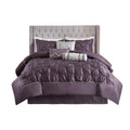 7 Piece Tufted Comforter Set Plum Full Full Plum Polyester