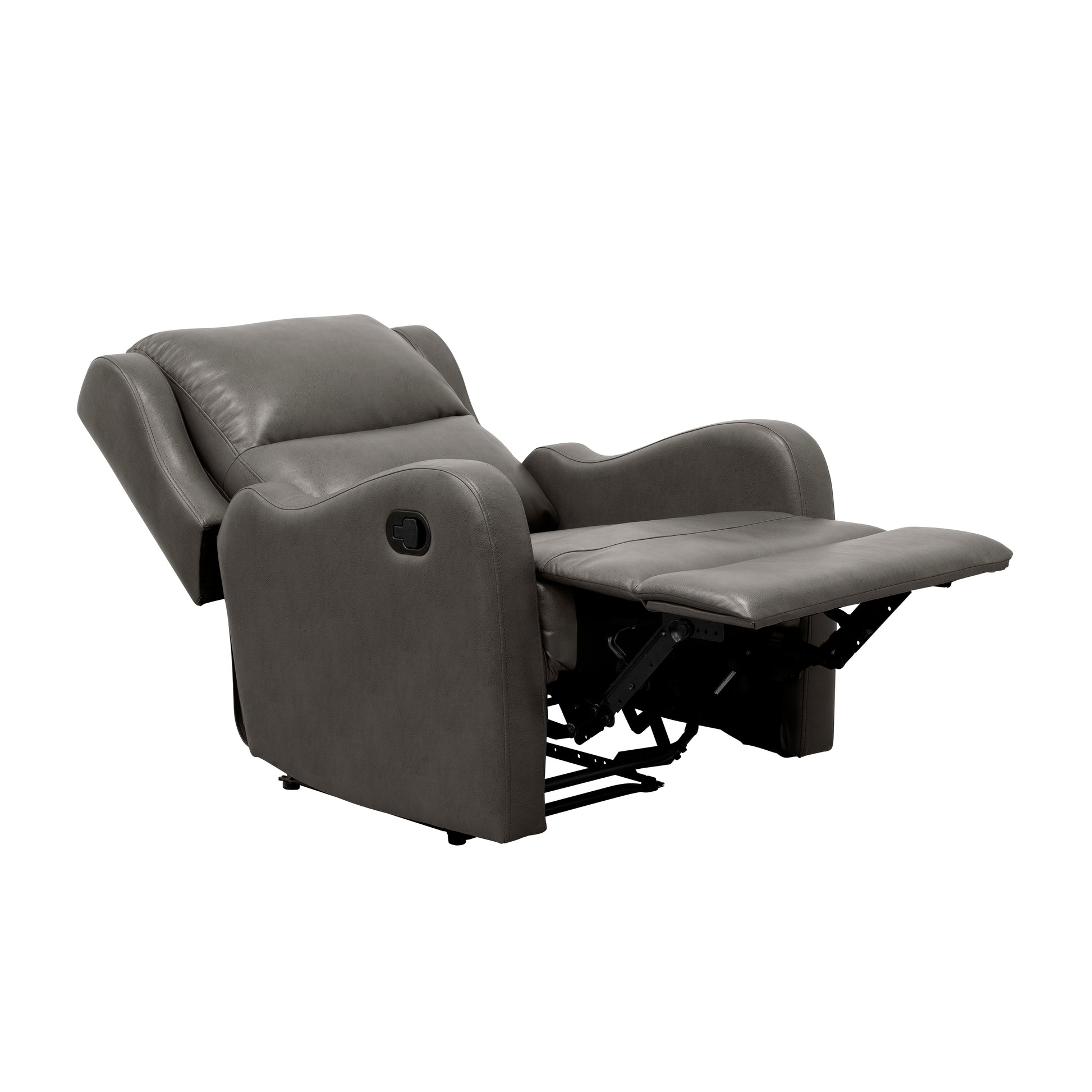 Faux Leather Upholstery Gray Reclining Chair 1Pc Living Room Furniture Comfort Seating Gray Faux Leather Wood Primary Living Space Solid Wood