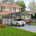 Metal Carport 10 15 Ft Heavy Duty With Galvanized Steel Roof, Metal Garage Canopy With Galvanized Steel Roof & Frame, Car Tent Outdoor Storage Shed For Car, Boats And Truck, Gray Grey Metal