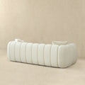 Marissa Sofa Cream Boucle Cream,White Wood Tufted Back Mid Century Modern Boucle,Solid Wood 3 Seat