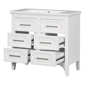 36'' Bathroom Vanity With Resin Sink Combo, Free Standing Single Vanity Set With Four Drawers, Solid Wood Frame Bathroom Storage Cabinet 4 White Bathroom Solid Wood Mdf Resin Painted