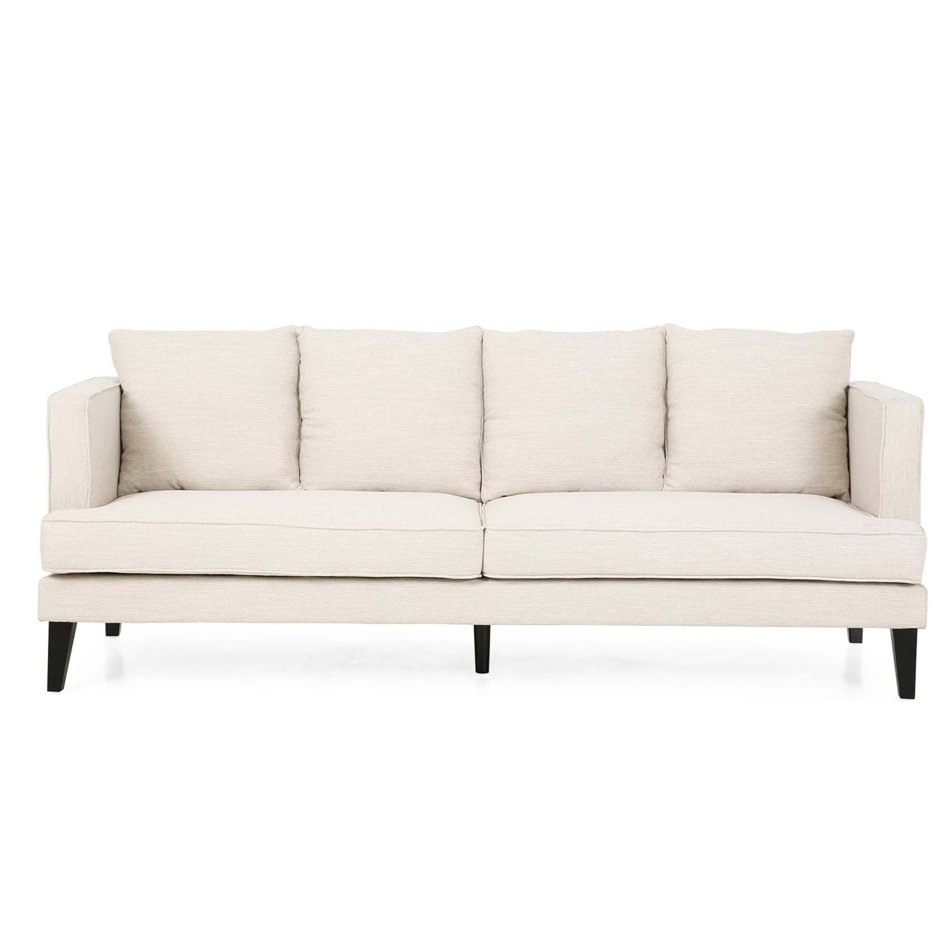 Mirod Comfy 3 Seat Sofa With Tufted Back And Arm, Modern For Living Room Beige Fabric 3 Seat