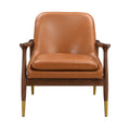 Amber Faux Leather Modern Lounge Chair Brown Pu Leather,Solid Wood