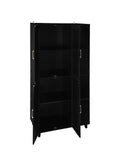 4 Door Cabinet With 4 Shelves With 4 Adjustable Inner Shelves, Storage Cabinet Black Mdf