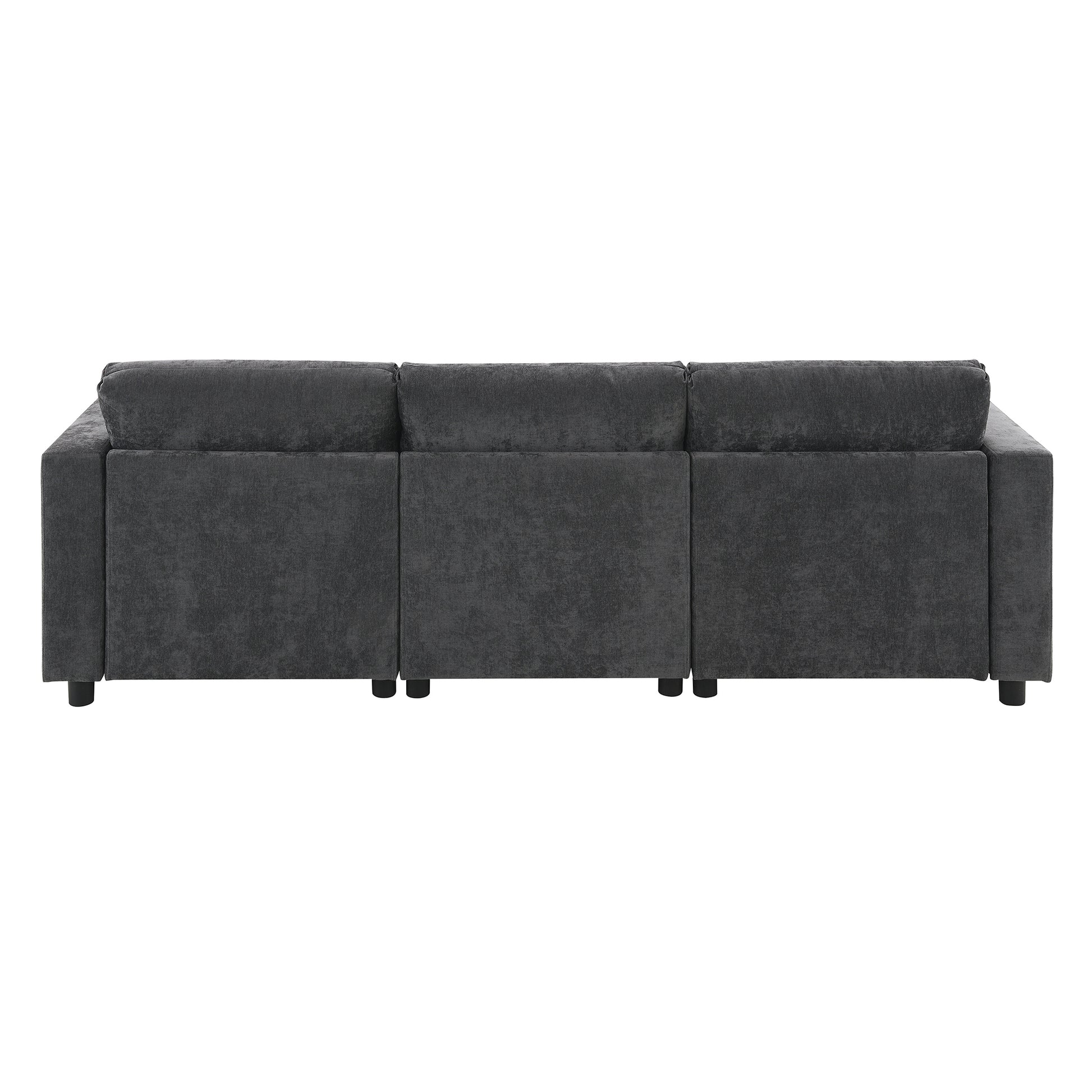 86.5''Chenille Sectional Sofa With Storage Pockets, 5 Seat U Shaped Sleeper Couch Set,2 Pic Free Combination,Convertible Sofa Bed With Ottoman For Living Room,Apartment,3 Colors Dark Grey Chenille 5 Seat