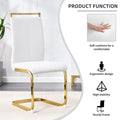 Table And Chair Set, White Imitation Marble Texture Glass Tabletop, Black Mdf Table Legs, Stable And Beautiful. Modern Simple Dining Table, Comfortable Seating. White Black Seats 6 Mdf Glass