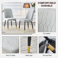 Table And Chair Set, Round Table With White Marble Pattern, Gold Mdf Table Legs, Soft And Comfortable Dining Chair, Suitable For Kitchen And Living Room White Seats 4 Mdf