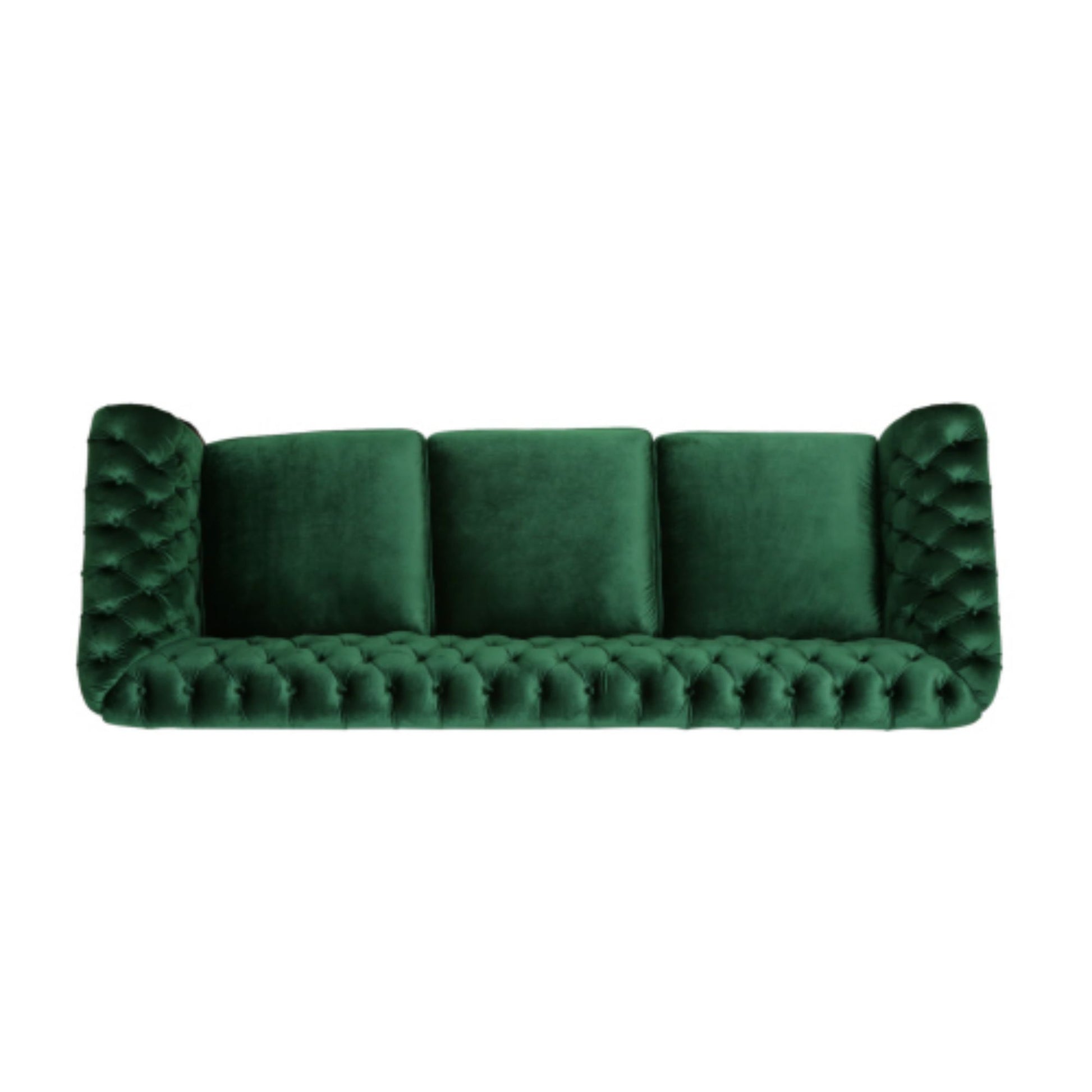 Durable 3 Seater Emerald Velvet Sofa, Combining Luxurious Comfort With Timeless Design, Perfect For Elegant Living Spaces, Featuring Plush Upholstery For Relaxation And A Touch Of Sophisticated Style Emerald Velvet Wood Primary Living Space Medium Soft