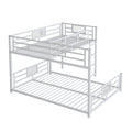 L Shaped Metal Twin Over Full Size Bunk Bed, White Box Spring Not Required White Metal Metal