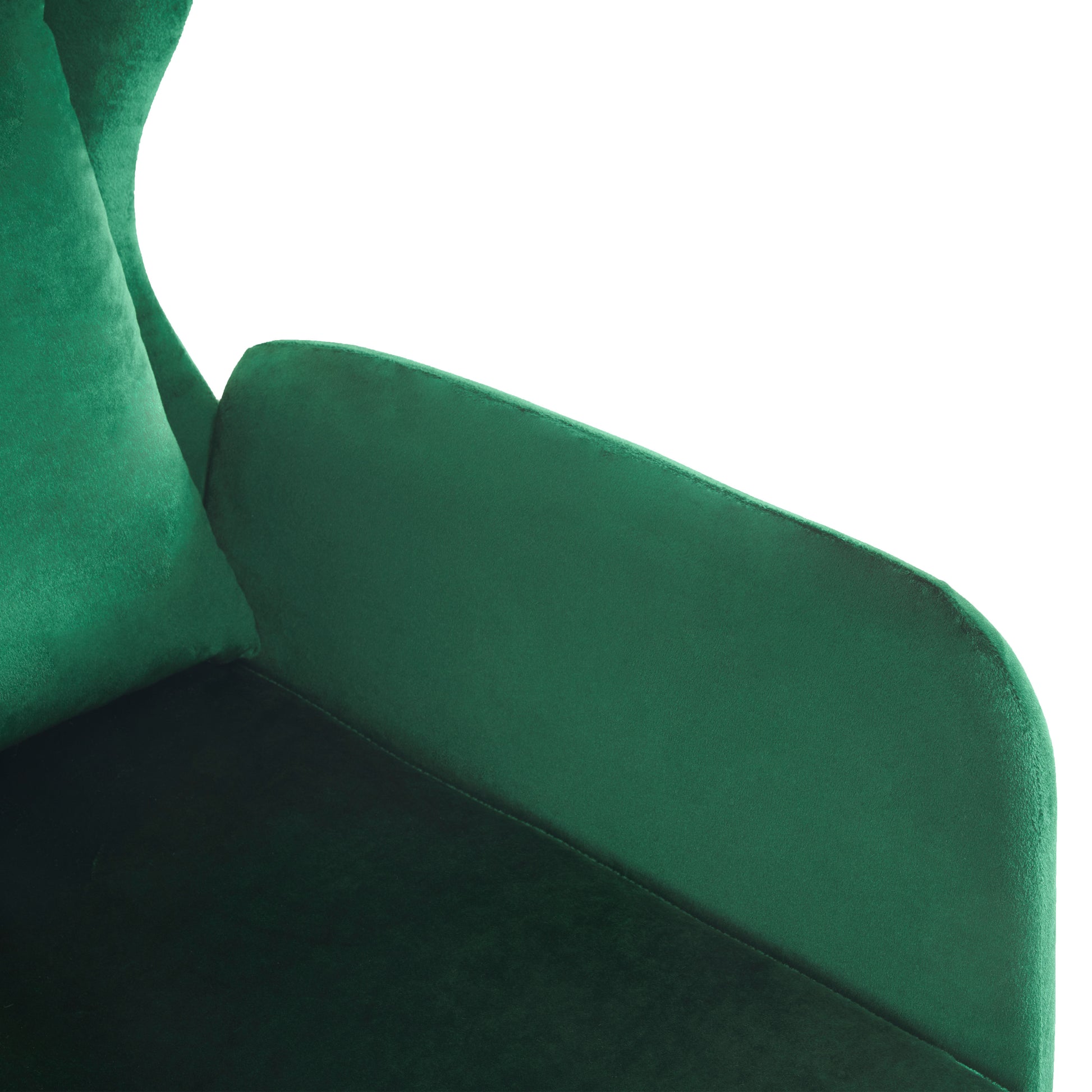 Wing Back Velvet Accent Chair, Modern Living Room Armchair Comfy Upholstered Single Sofa Chair For Bedroom Dorms Reading Reception Room With Metal Legs & Pillow, Green Green Velvet