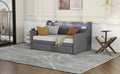 Twin Size Daybed With Storage Drawers, Upholstered Daybed With Charging Station And Led Lights, Gray Old Item W1580S00034 Twin Gray Linen