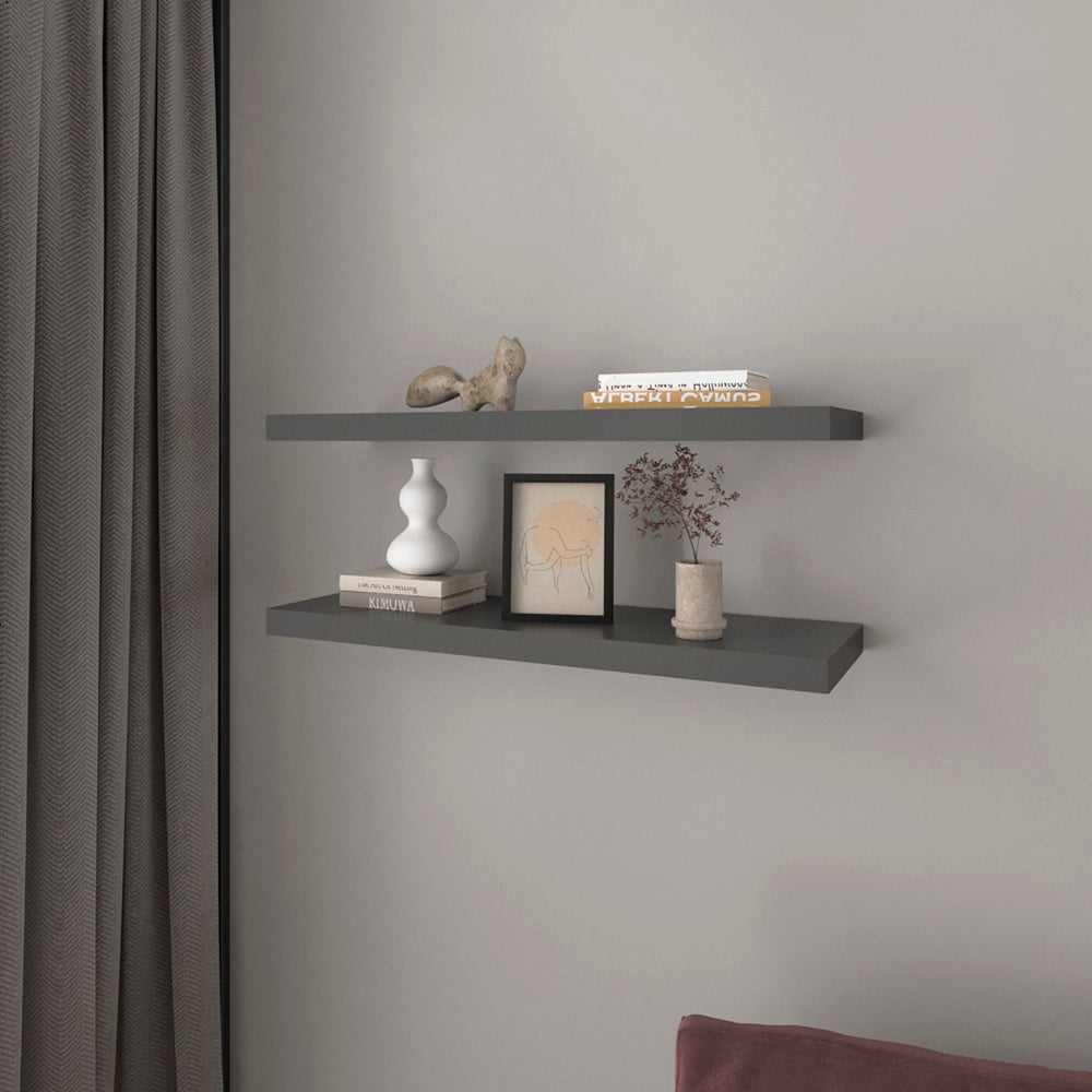 Floating Shelf Dallas, Living Room, Matt Gray Matte Gray Particle Board Engineered Wood