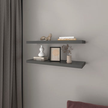 Floating Shelf Dallas, Living Room, Matt Gray Matte Gray Particle Board Engineered Wood