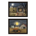 2 Piece Vignette Halloween Season In The Country Black Framed Wall Art For Living Room, Bedroom Wall Art Print For Home Decor By Billy Jacobs Multicolor Wood Paper