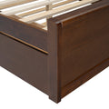 Queen Size Rattan Headboard Bed With Two Drawers And Trundle, Walnut Queen Walnut Solid Wood Mdf