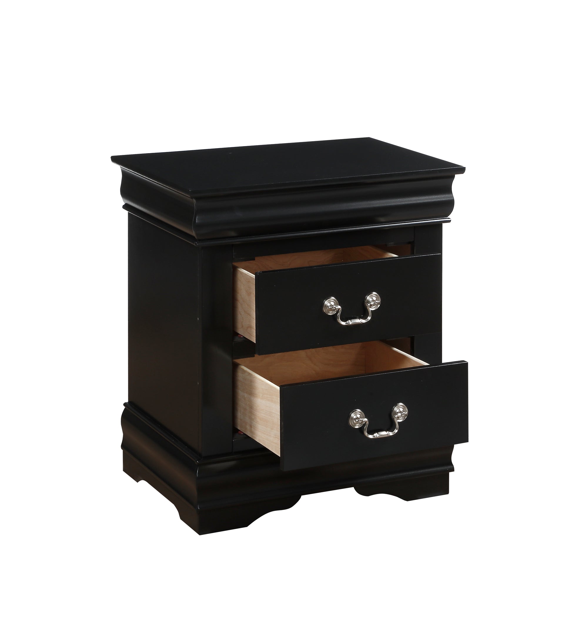 Louis Philippe Black Finish Nightstand Black Synthetic Wood