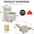 Beige Grey Leatheraire Swivel And Rocker Power Recliner Chair With Lumbar And Neck Support Pillow, Heavy Duty Motion Mechanism With Usb And Type C Ports Beige Polyester Power Push Button Metal Primary Living Space Medium Firm Tight Back Heavy Duty