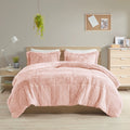 Shaggy Long Fur Comforter Mini Set King Blush Polyester