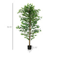 Homcom 6Ft Artificial Ficus With Pot, Indoor Outdoor Fake Plant For Home Office Living Room D Cor Green Plastic