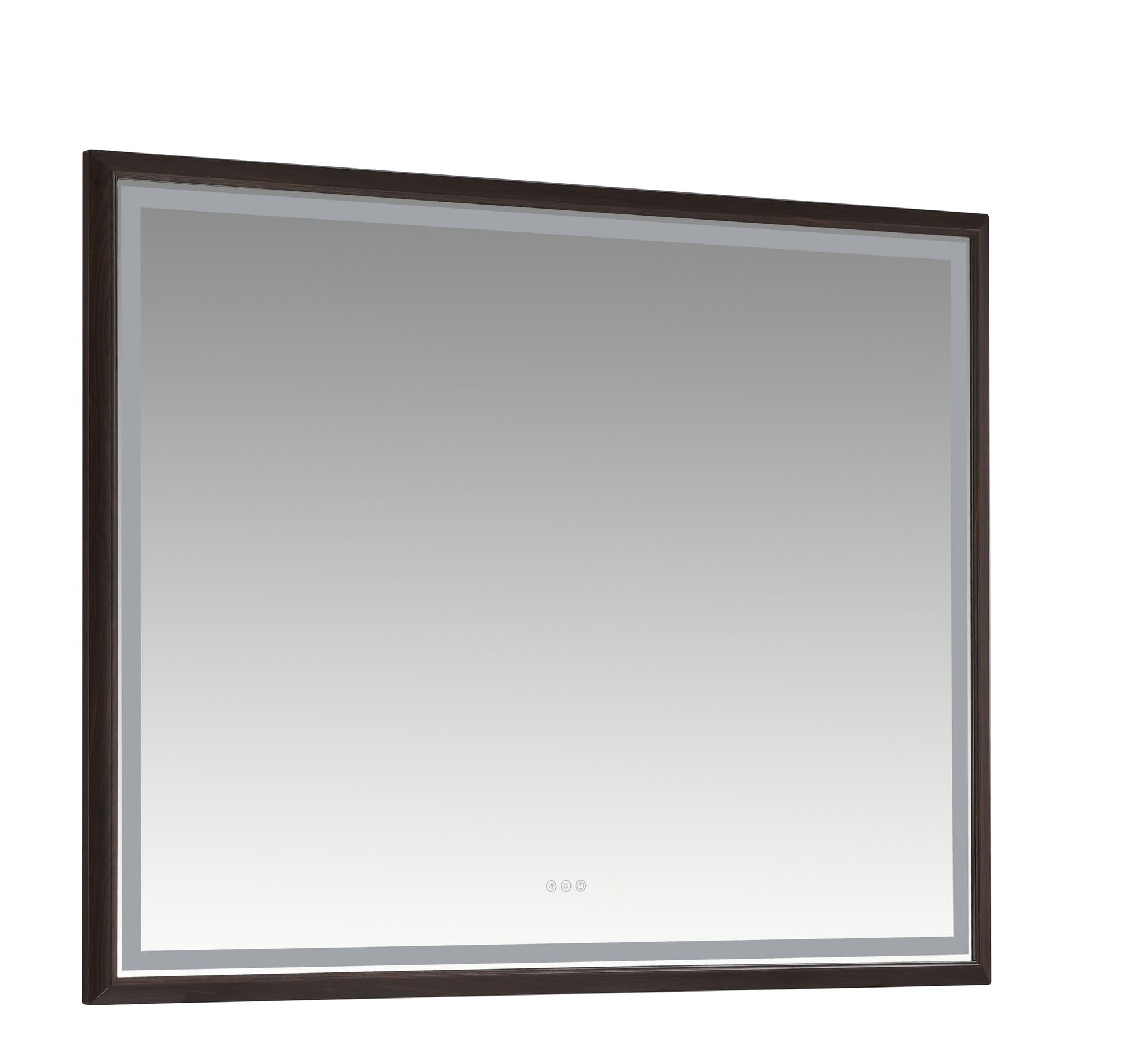 Bathroom Led Mirror Is Multi Functional And Each Function Is Controlled By A Smart Touch Button. Brown Aluminium