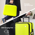 Carry On Luggage 20 Inch Front Open Luggage Lightweight Suitcase With Front Pocket And Usb Port, 1 Portable Carrying Case Green Abs