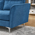 Modern Sofa 5 Seat Couch With Stainless Steel Trim And Metal Legs For Living Room,Navy Blue Navy Blue Foam 5 Seat