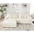 Arrived Oversized Two Piece Couches, L Shaped Sofa, Corduroy, Left Chaise Daybed,With Armrests,Eight Throw Pillows,Corner Sofa,Easy To Assemble, Beige Beige Polyester Wood Primary Living Space Pillow Back Medium Soft Modern Square Arms Wood 3 Seat