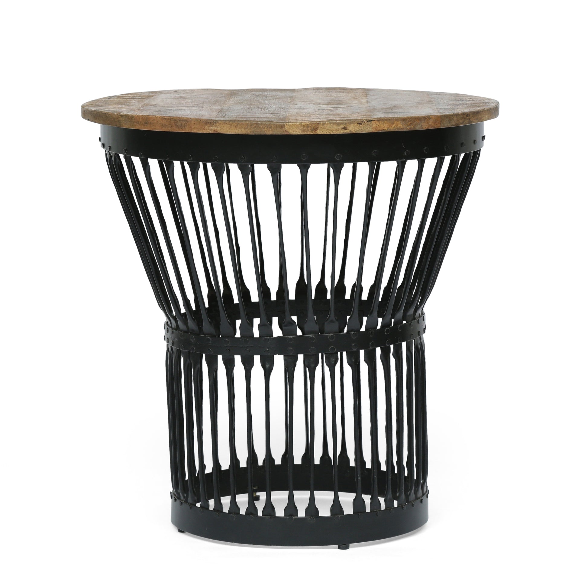 Side Table Natural Black Wood Metal