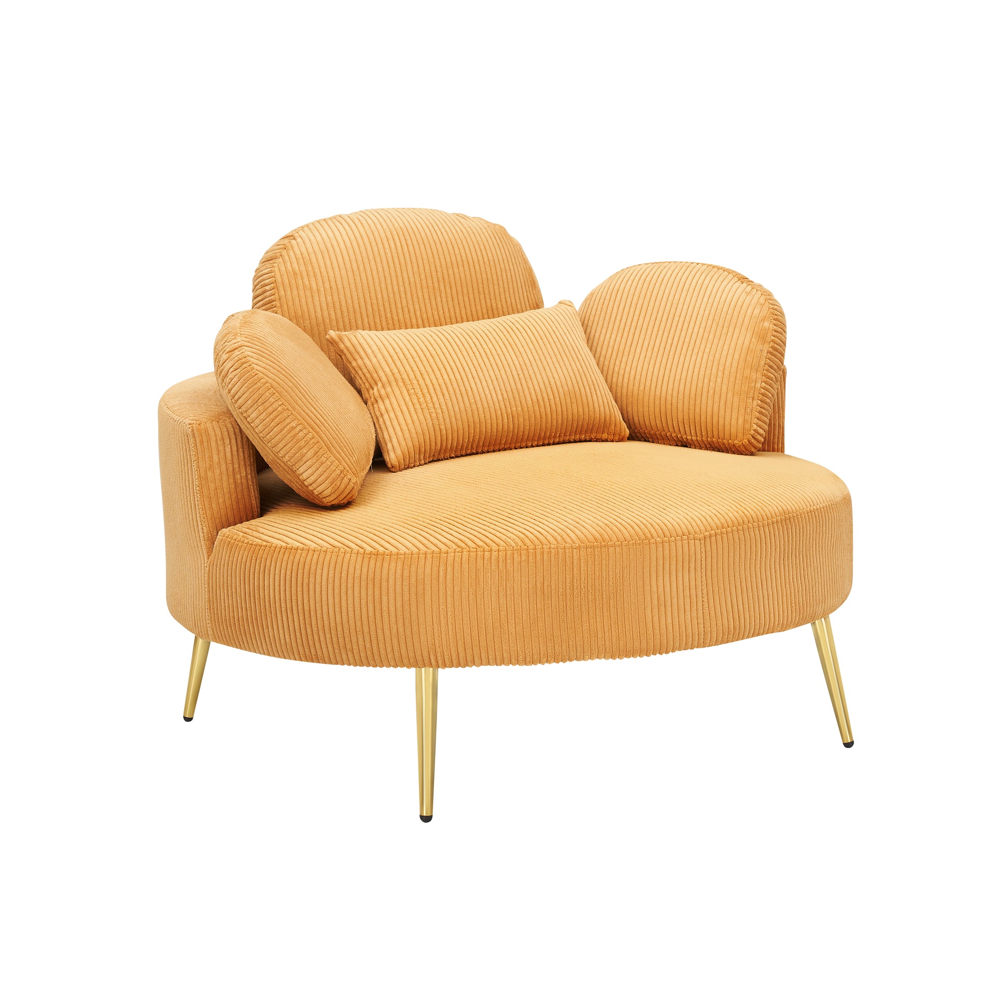 3206Yellow Comfortable Seating Suitable For Small Apartment Bedroom Space Balcony Small Sofa Bed Lazy Small Sofa Sofa With Small Coffee Table Lunch Break Leisure Afternoon Tea Time Yellow Corduroy 1 Seat