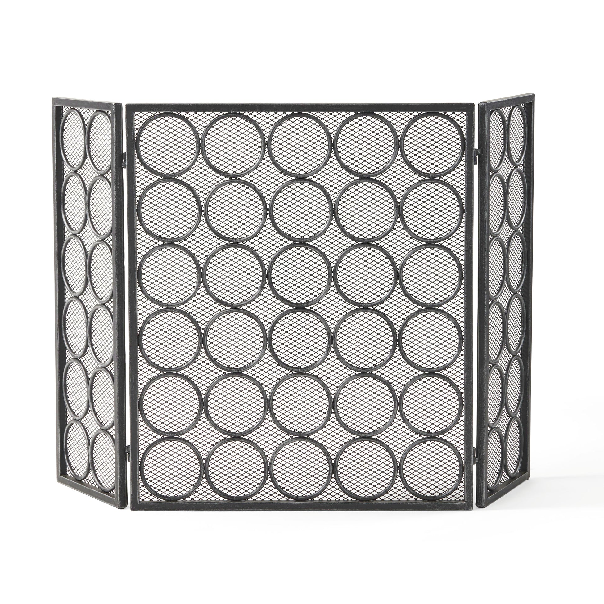 Fire Screen Black Silver Iron