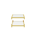 Modern Minimalist Living Room Furniture Set, Stylish Transparent Acrylic Leg Coffee Table, Square Edge Table, Tempered Glass Face Tea Table Combination Gold End Table Golden,Transparent Glass Acrylic