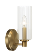 Jardin Single Light Wall Sconce With Clear Ribbed Glass Satin Brass Clear,Gold Brass,Glass