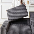 128 Inch Corduroy With Cup Holder Super Large L Shaped Sofa, Movable Footrest, Four Waist Pillows And Four Back Cushion, With Usb Port And T Pyce Port Grey Corduroy 4 Seat